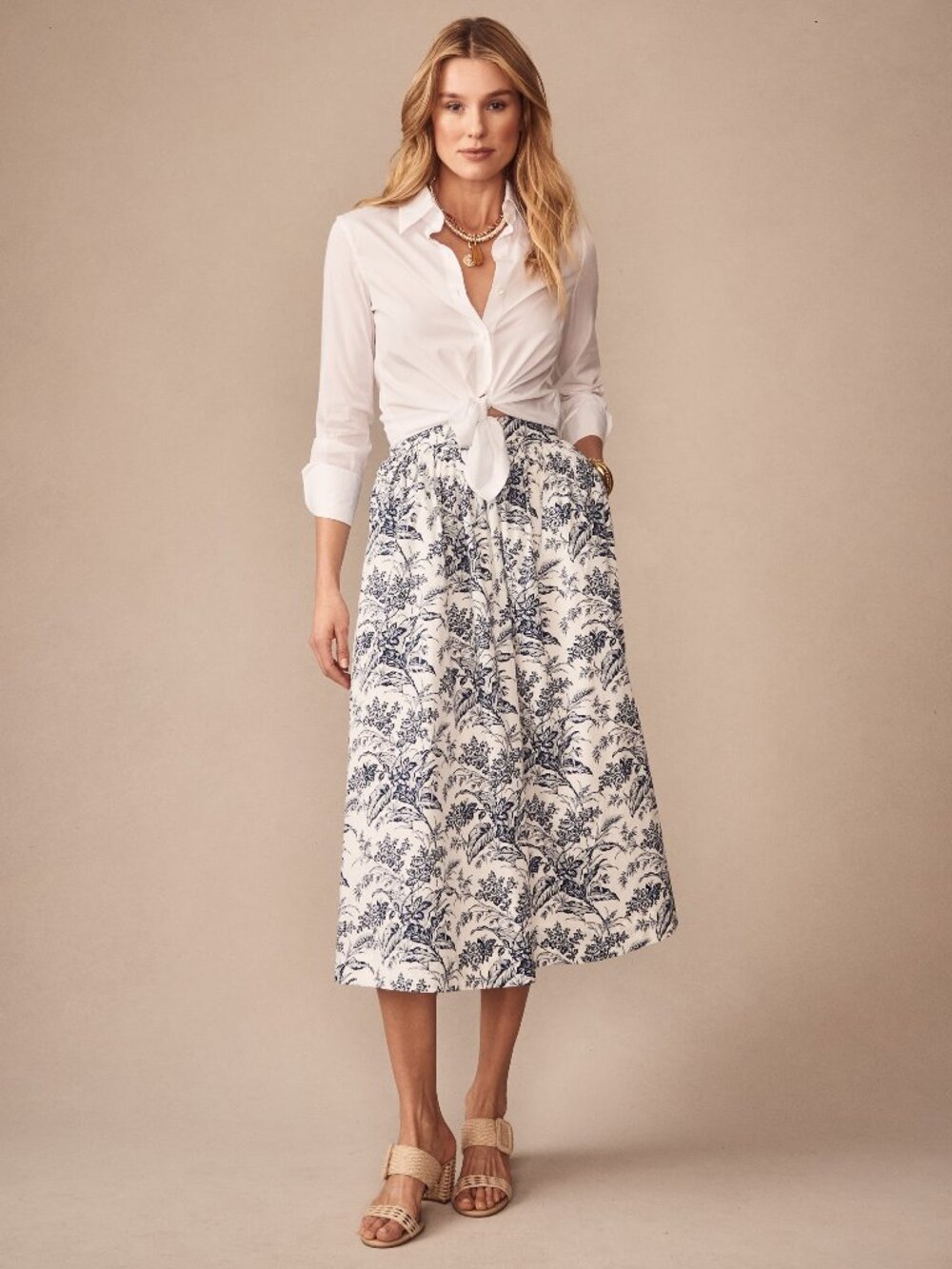 J McLaughlin Winnie Skirt in Giardino Toile - White/Navy NEW